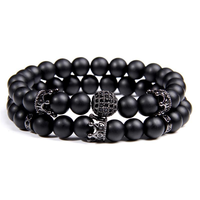Bracelets Perles Homme Noires Mates en Pierre-Mon Bracelet Homme