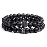 Bracelets Perles Homme Noires Mates en Pierre-Mon Bracelet Homme