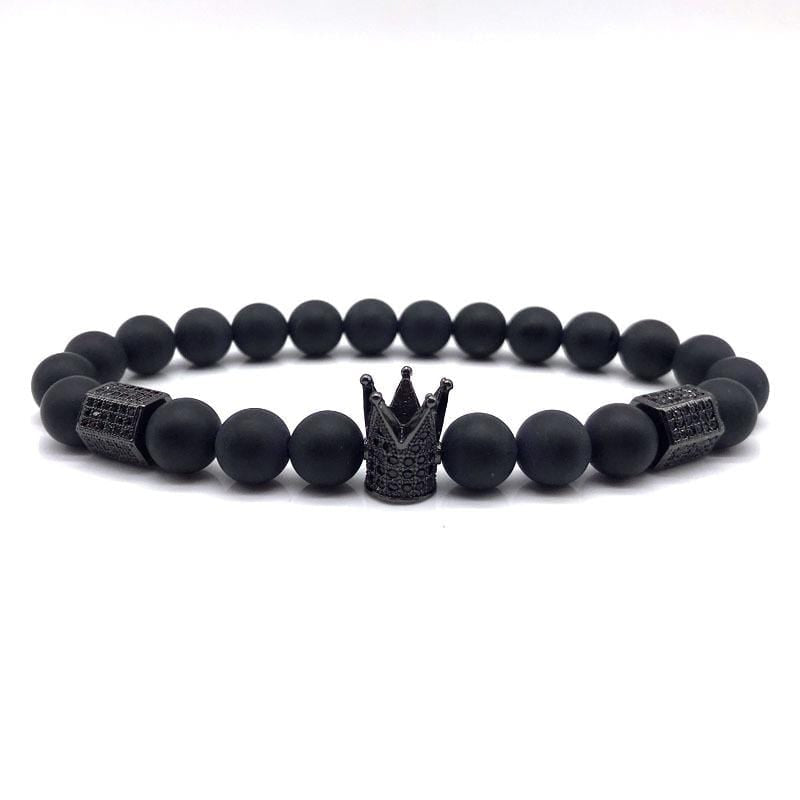 Bracelet Royal en Perle avec Couronne en Pierre-Mon Bracelet Homme