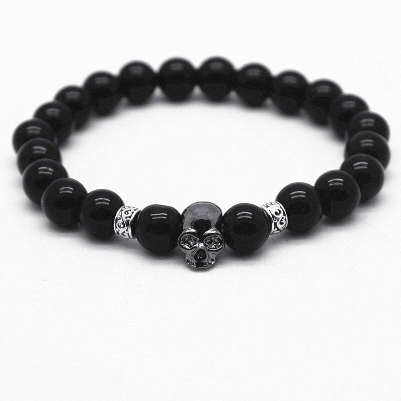 Bracelet Tête de Mort perle noire