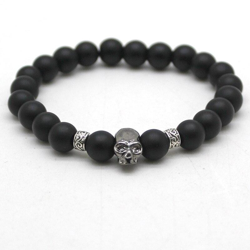 bracelet crâne perle noire