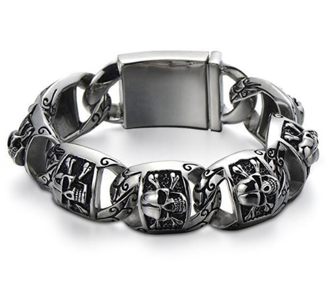Bracelet Tête de Mort Grosse Chaîne en Acier | Mon Bracelet Homme