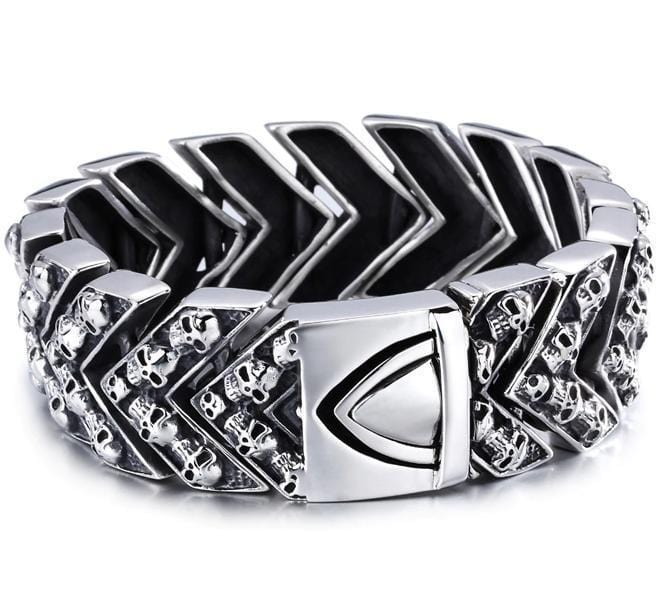 Bracelet Biker Tête de Mort Homme en Acier | Mon Bracelet Homme
