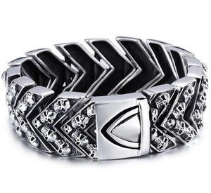 Bracelet Biker Tête de Mort Homme en Acier | Mon Bracelet Homme