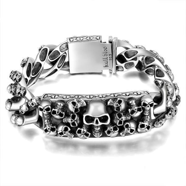 Bracelet Tête de Mort Gourmette Luxueuse en Argent-Mon Bracelet Homme