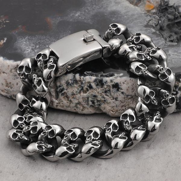 Bracelet Tête de Mort en Acier Inoxydable | Mon Bracelet Homme