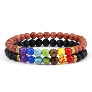 Ensemble De Bracelets 7 Chakras Pour Homme En Perles Hugh-Mon Bracelet Homme