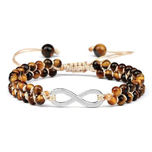 Bracelet Symbole Infini Argenté et Oeil de Tigre-Mon Bracelet Homme