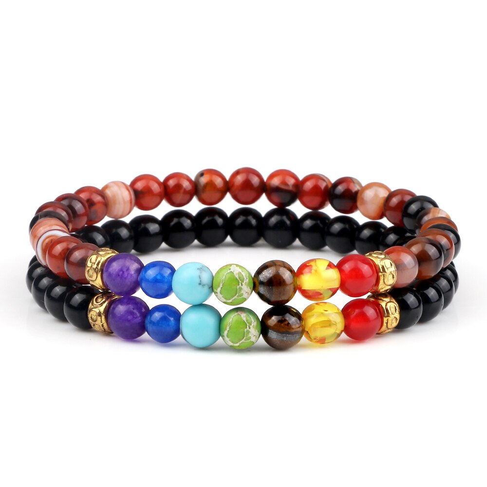 Ensemble De Bracelets 7 Chakras Pour Homme En Perles Kyrie-Mon Bracelet Homme