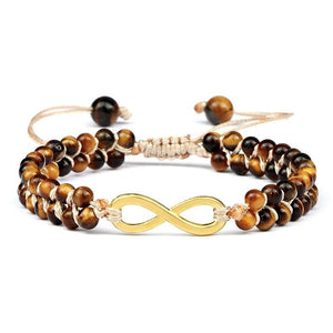 Bracelet Symbole Infini Doré et Oeil de Tigre-Mon Bracelet Homme