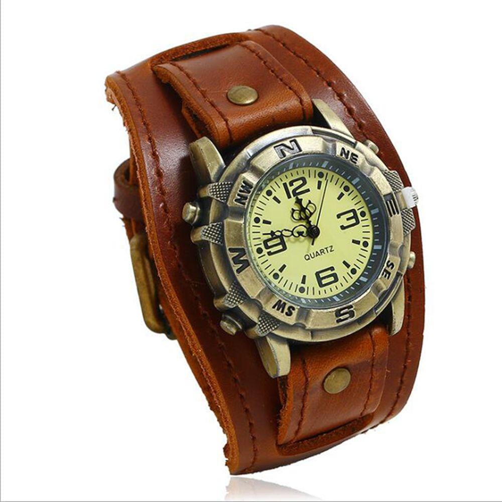 Montre Bracelet de Force Cuir marron