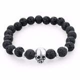 Bracelet Rock Pierre de Lave avec Crâne-Mon Bracelet Homme
