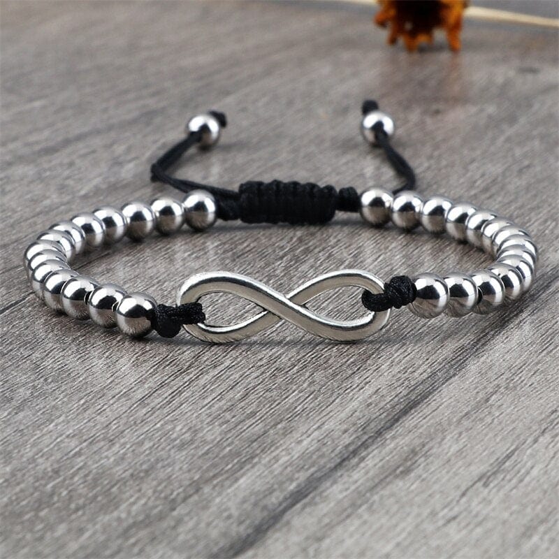 Bracelet Shamballa Argenté Signe Infini Homme-Mon Bracelet Homme