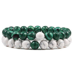 Bracelet Vert et Blanc en Malachite pour Homme-Mon Bracelet Homme