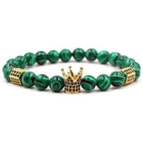 Bracelet Vert avec Couronne en Perle