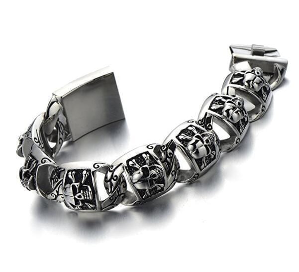 Bracelet Tête de Mort Grosse Chaîne en Acier | Mon Bracelet Homme
