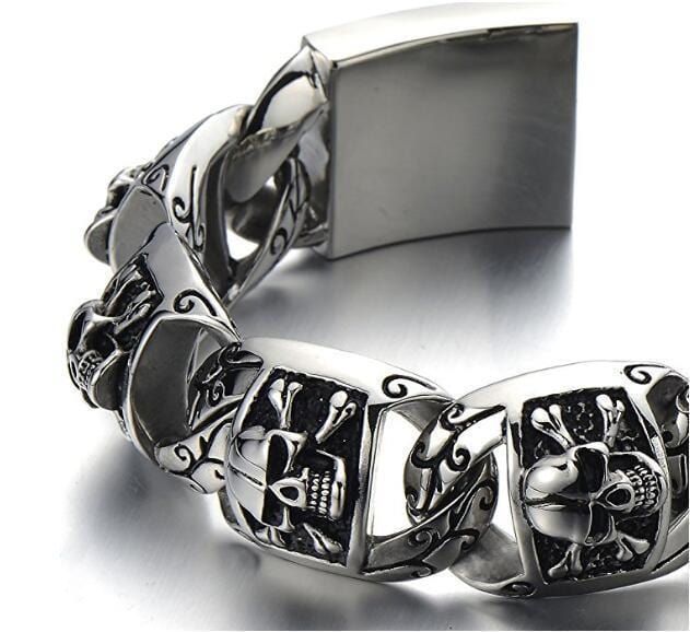 Bracelet Tête de Mort Grosse Chaîne en Acier | Mon Bracelet Homme