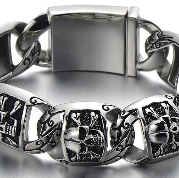 Bracelet Tête de Mort Grosse Chaîne en Acier | Mon Bracelet Homme