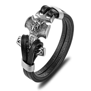 Bracelet Viking Tête de Mort en Cuir | Mon Bracelet Homme