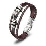 Bracelet Tête de Mort en Cuir Tressé-Mon Bracelet Homme