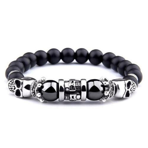 Bracelet Tête de Mort en Perles Naturelles-Mon Bracelet Homme
