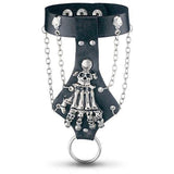 Bracelet Tête de Mort Main de Squelette en Cuir