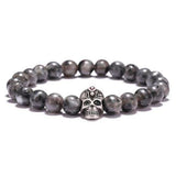 Bracelet Tête De Mort En Pierres Semi Precieuses-Mon Bracelet Homme