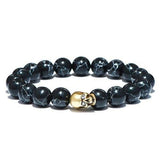 Bracelet En Pierre Noir Tête De Mort Homme | Mon Bracelet Homme