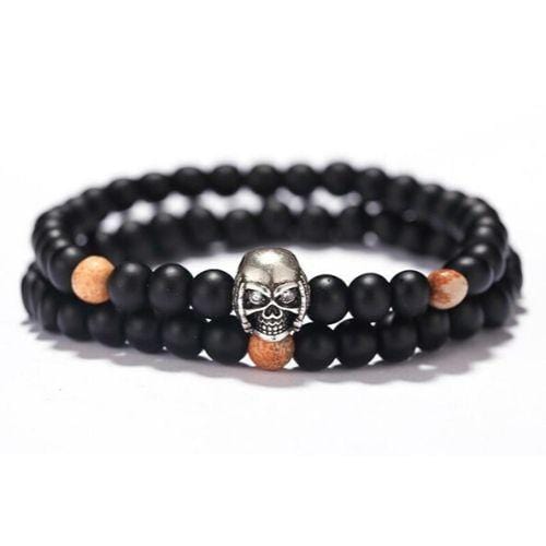 Bracelet Tête De Mort Biker en Perles Homme-Mon Bracelet Homme