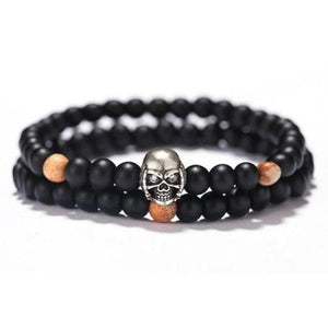 Bracelet Biker Perle Homme Tête De Mort | Mon Bracelet Homme