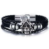 Bracelet Tête de Mort Cordon en Cuir