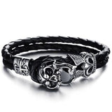 Bracelet Tête de Mort Faucheuse en Cuir