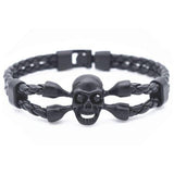 Bracelet Tête De Mort 22cm En Cuir-Mon Bracelet Homme