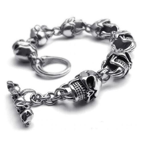 Bracelet Tête de Mort Gothique en Argent-Mon Bracelet Homme