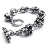 Bracelet Tête de Mort Gothique en Argent