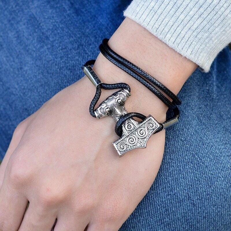 Bracelet Cuir Motif Viking homme