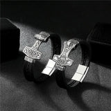 Bracelet Cuir et acier Homme Viking