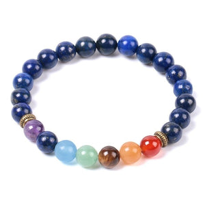 Bracelet 7 Chakras En Pierres Naturelles Lapis Lazuli Pour Homme (Perle) - Mon Bracelet Homme