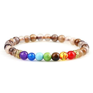 Bracelet 7 Chakras Pour Homme En Perles 6mm Réglable - Mon Bracelet Homme