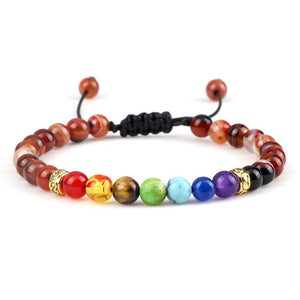 Bracelet 7 Chakras Pour Homme En Perles avec Cordon - Mon Bracelet Homme