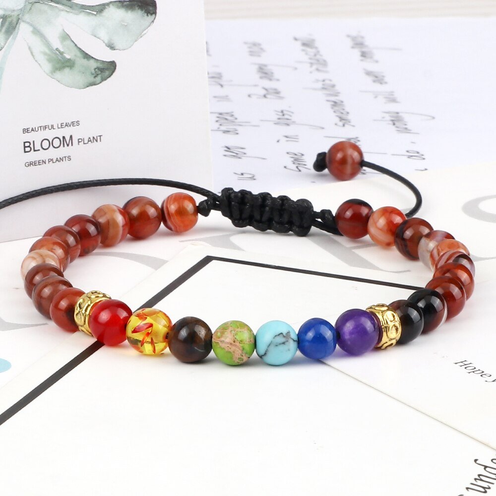 Bracelet 7 Chakras Pour Homme En Perles avec Cordon - Mon Bracelet Homme