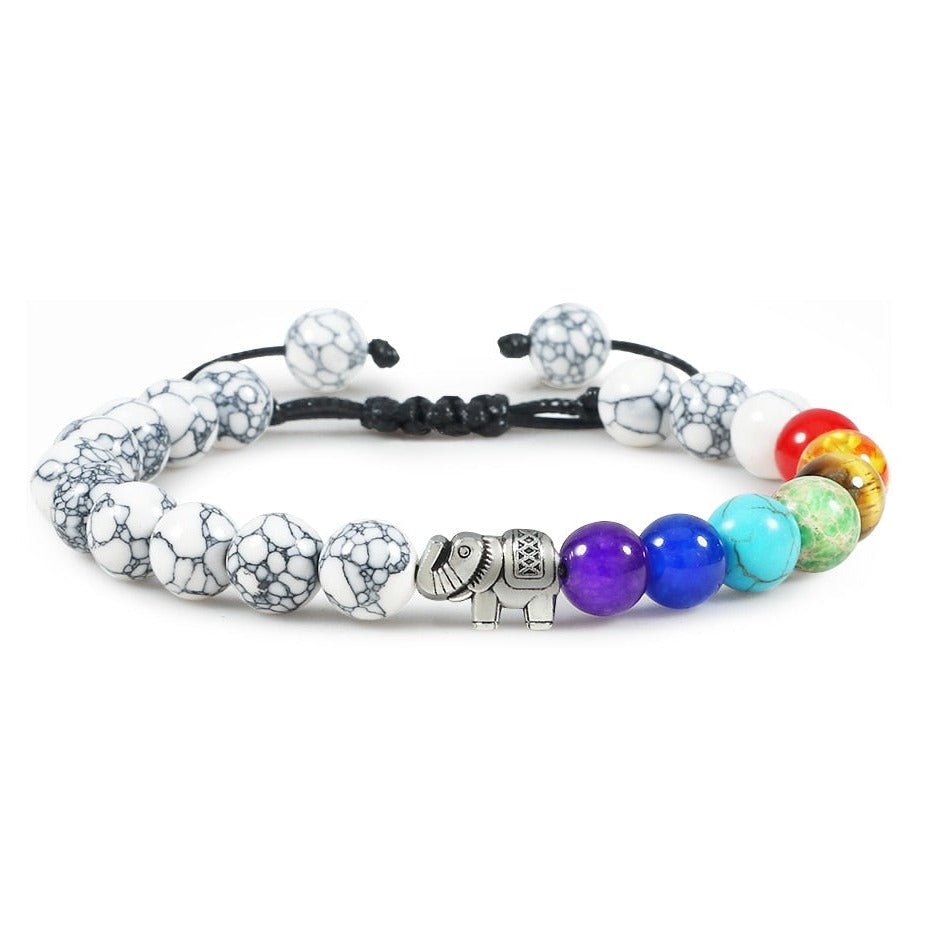 Bracelet 7 Chakras Pour Homme en Perles avec Éléphant Porte-Bonheur - Mon Bracelet Homme