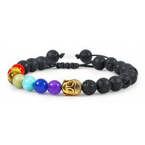 Bracelet 7 Chakras Pour Homme En Perles avec Tête de Bouddha - Mon Bracelet Homme