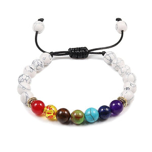 Bracelet 7 Chakras Pour Homme En Perles Blanches avec Cordon - Mon Bracelet Homme