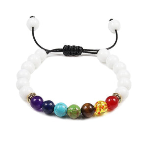 Bracelet 7 Chakras Pour Homme En Perles Blanches Giovanni - Mon Bracelet Homme