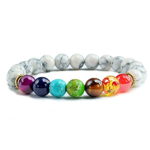 Bracelet 7 Chakras Pour Homme En Perles Blanches Jamari - Mon Bracelet Homme