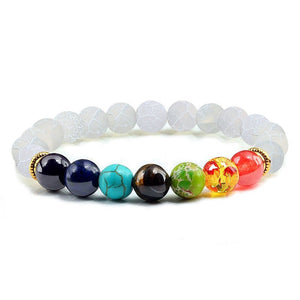 Bracelet 7 Chakras Pour Homme En Perles Blanches Trenton - Mon Bracelet Homme