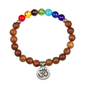 Bracelet 7 Chakras Pour Homme En Perles de Bois Aum Brycen - Mon Bracelet Homme