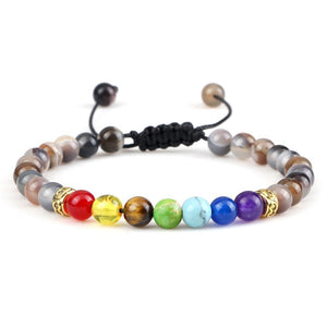 Bracelet 7 Chakras Pour Homme En Perles Gris - Mon Bracelet Homme