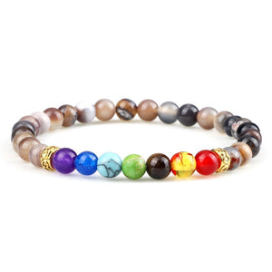 Bracelet 7 Chakras Pour Homme En Perles Gris Réglable - Mon Bracelet Homme